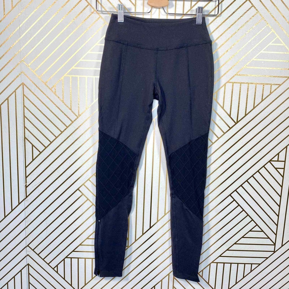 Beyond Yoga Quilted Ankle Zip Leggings in Black Stretch Nylon Soft Size Small